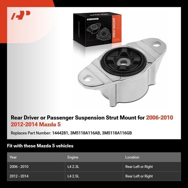 Rear Driver or Passenger Suspension Strut Mount for 2006-2010 2012-2014 Mazda 5