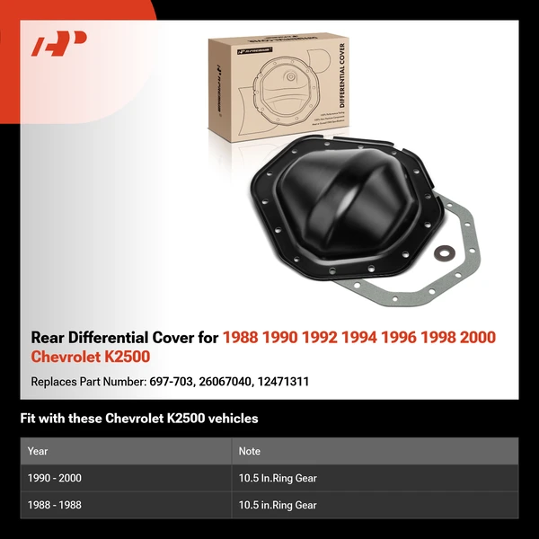 Rear Differential Cover for 1988 1990 1992 1994 1996 1998 2000 Chevrolet K2500