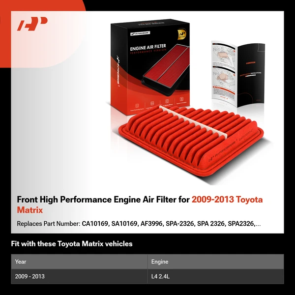 Front High Performance Engine Air Filter for 2009-2013 Toyota Matrix