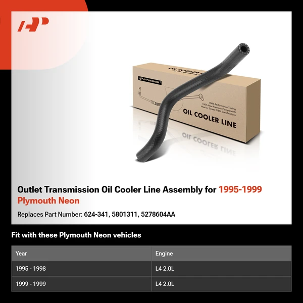 Outlet Transmission Oil Cooler Line Assembly for 1995-1999 Plymouth Neon