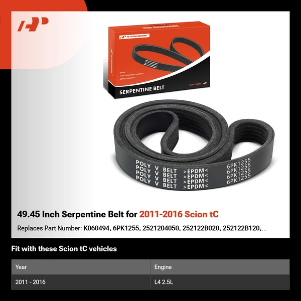 49.45 Inch Serpentine Belt for 2011-2016 Scion tC