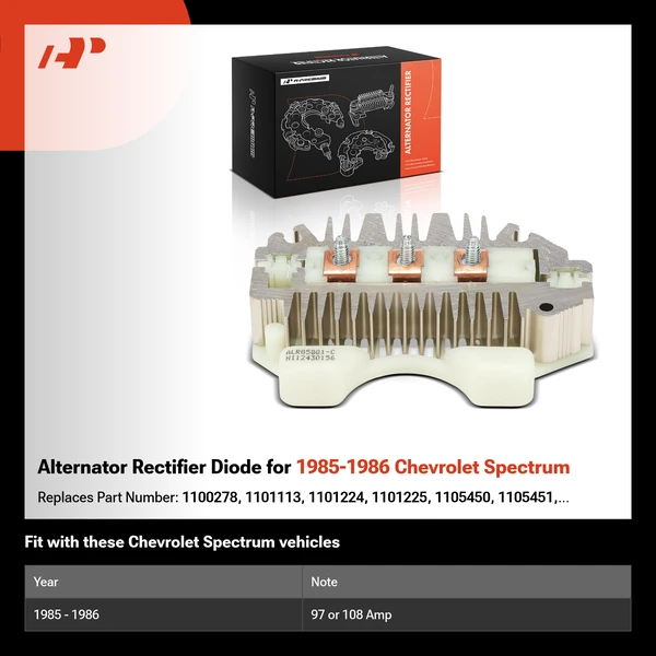 Alternator Rectifier Diode for 1985-1986 Chevrolet Spectrum