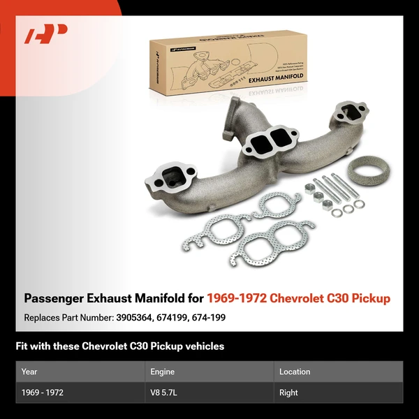 Passenger Exhaust Manifold for 1969-1972 Chevrolet C30 Pickup