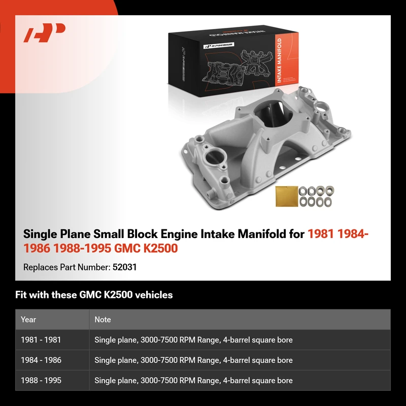 Single Plane Small Block Engine Intake Manifold for 1981 1984-1986 1988-1995 GMC K2500