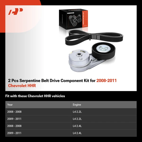 2 Pcs Serpentine Belt Drive Component Kit for 2008-2011 Chevrolet HHR