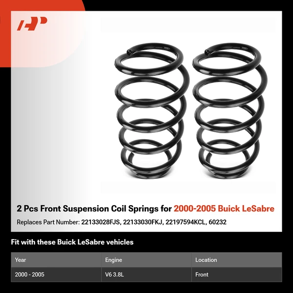 2 Pcs Front Suspension Coil Springs for 2000-2005 Buick LeSabre