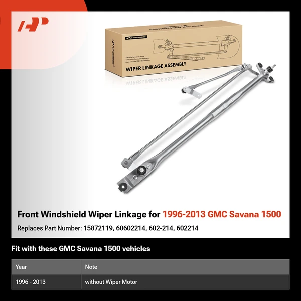 Front Windshield Wiper Linkage for 1996-2013 GMC Savana 1500
