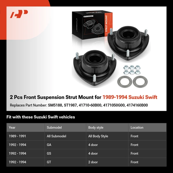 2 Pcs Front Suspension Strut Mount for 1989-1994 Suzuki Swift