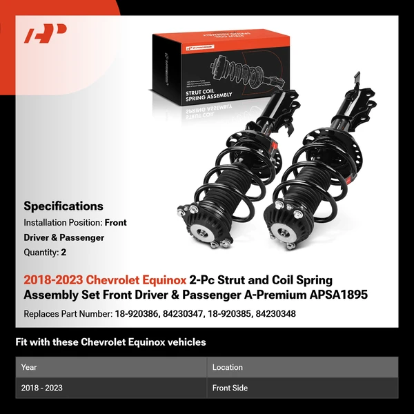 2018-2023 Chevrolet Equinox 2-Pc Strut and Coil Spring Assembly Set Front Driver & Passenger A-Premium APSA1895