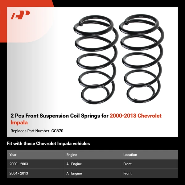 2 Pcs Front Suspension Coil Springs for 2000-2013 Chevrolet Impala