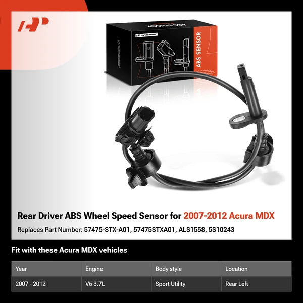 Rear Driver ABS Wheel Speed Sensor for 2007-2012 Acura MDX