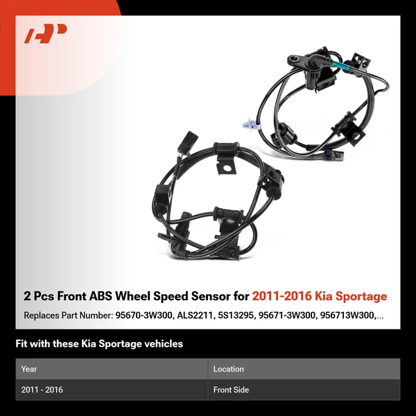 2 Pcs Front ABS Wheel Speed Sensor for 2011-2016 Kia Sportage