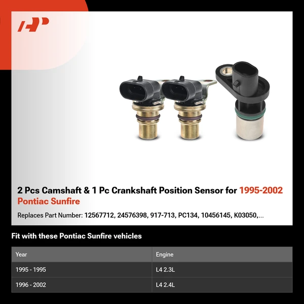 2 Pcs Camshaft & 1 Pc Crankshaft Position Sensor for 1995-2002 Pontiac Sunfire