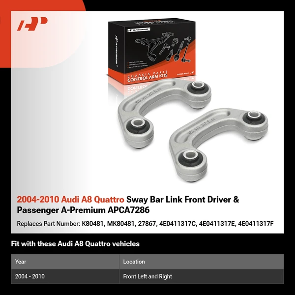 2004-2010 Audi A8 Quattro Sway Bar Link Front Driver & Passenger A-Premium APCA7286