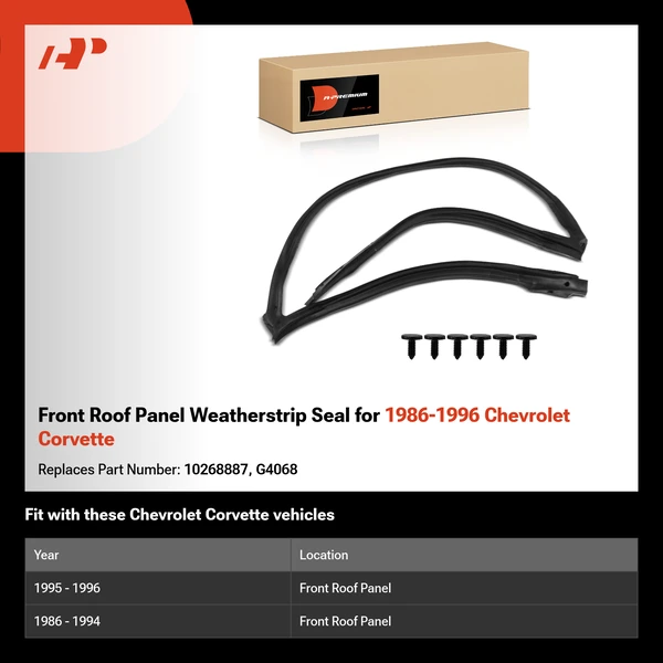 Front Roof Panel Weatherstrip Seal for 1986-1996 Chevrolet Corvette