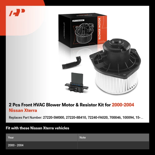 2 Pcs Front HVAC Blower Motor & Resistor Kit for 2000-2004 Nissan Xterra