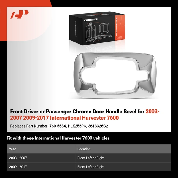 Front Driver or Passenger Chrome Door Handle Bezel for 2003-2007 2009-2017 International Harvester 7600