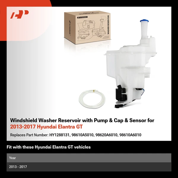 Windshield Washer Reservoir with Pump & Cap & Sensor for 2013-2017 Hyundai Elantra GT