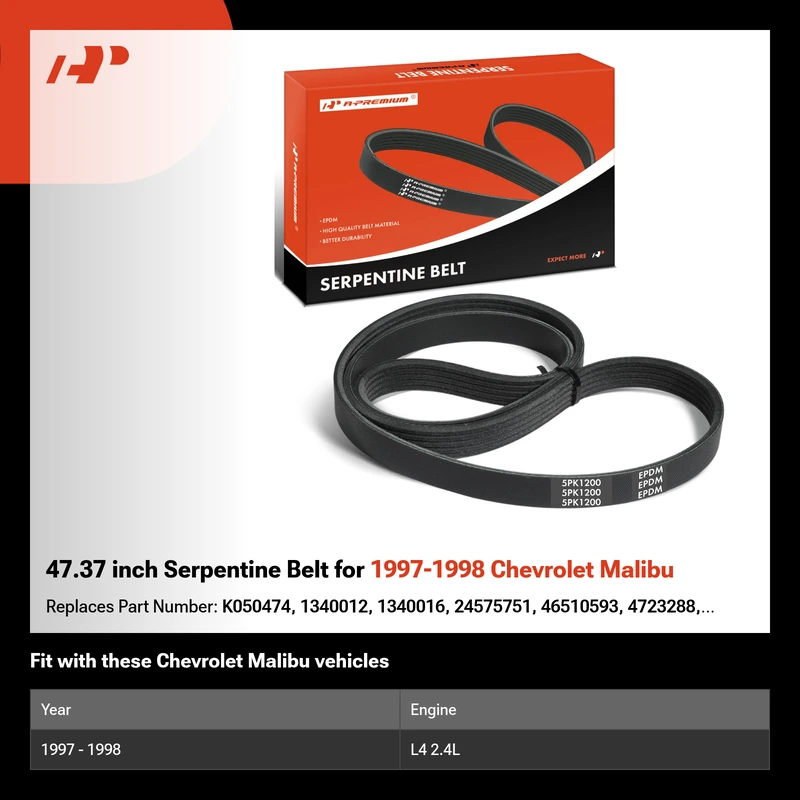 47.37 inch Serpentine Belt for 1997-1998 Chevrolet Malibu