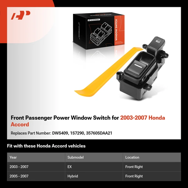 Front Passenger Power Window Switch for 2003-2007 Honda Accord