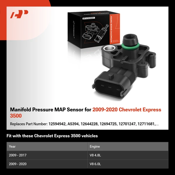 Manifold Pressure MAP Sensor for 2009-2020 Chevrolet Express 3500
