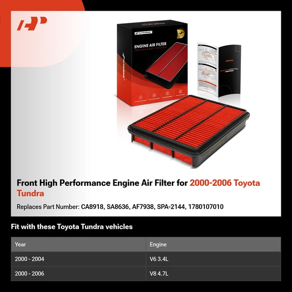 Front High Performance Engine Air Filter for 2000-2006 Toyota Tundra