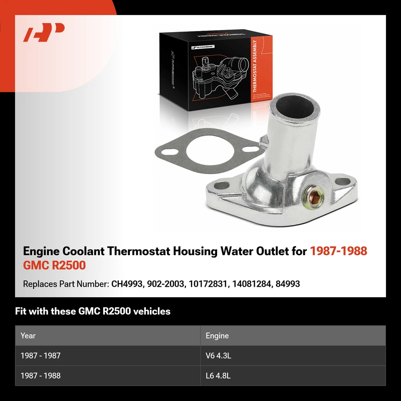 Engine Coolant Thermostat Housing Water Outlet for 1987-1988 GMC R2500