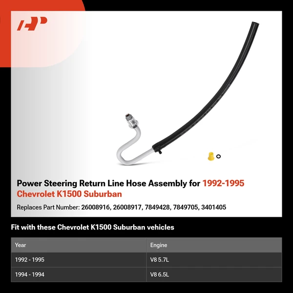 Power Steering Return Line Hose Assembly for 1992-1995 Chevrolet K1500 Suburban