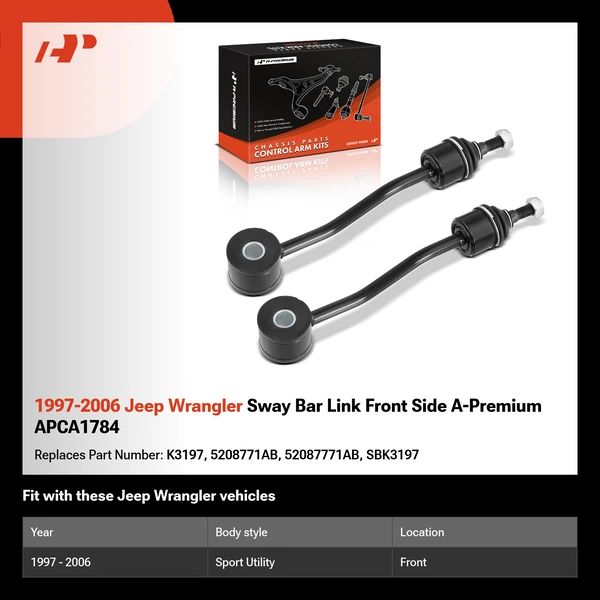 1997-2006 Jeep Wrangler Sway Bar Link Front Side A-Premium APCA1784