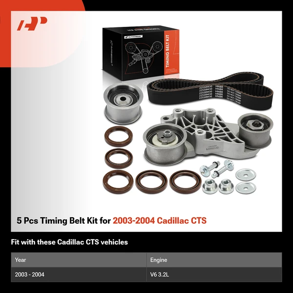 5 Pcs Timing Belt Kit for 2003-2004 Cadillac CTS