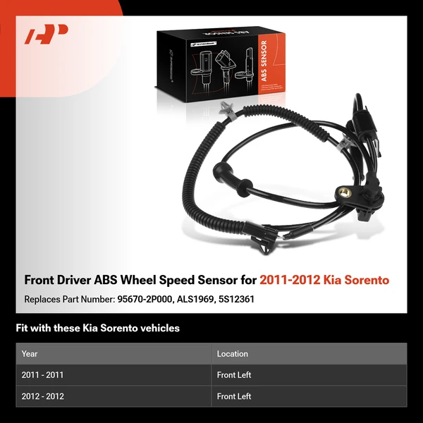 Front Driver ABS Wheel Speed Sensor for 2011-2012 Kia Sorento