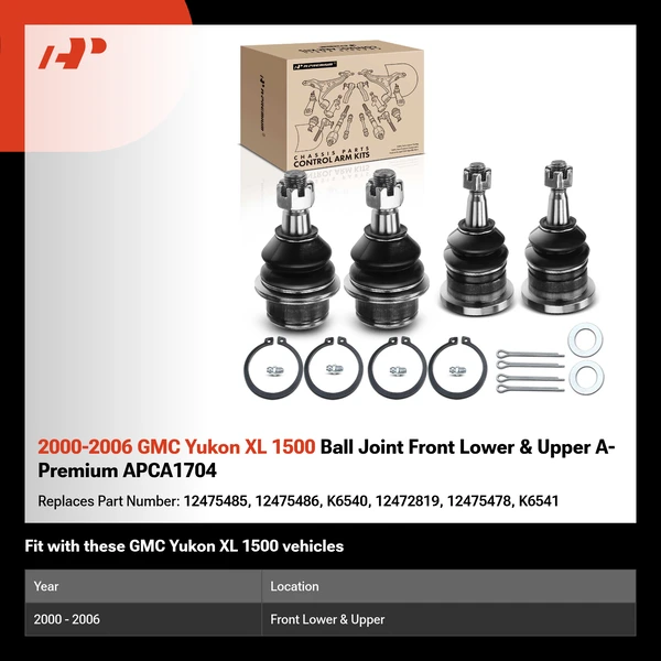 2000-2006 GMC Yukon XL 1500 Ball Joint Front Lower & Upper A-Premium APCA1704