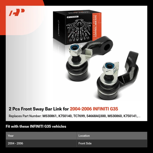 2 Pcs Front Sway Bar Link for 2004-2006 INFINITI G35