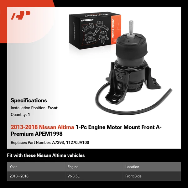 2013-2018 Nissan Altima 1-Pc Engine Motor Mount Front A-Premium APEM1998