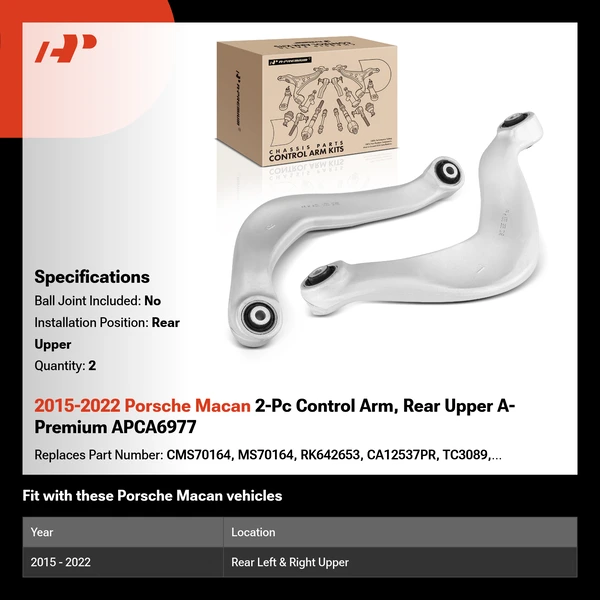 2015-2022 Porsche Macan 2-Pc Control Arm, Rear Upper A-Premium APCA6977