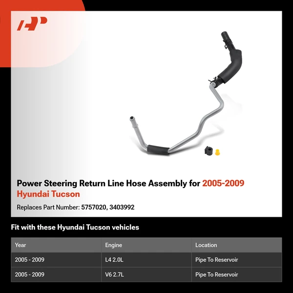 Power Steering Return Line Hose Assembly for 2005-2009 Hyundai Tucson