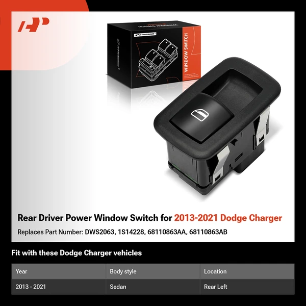 Rear Driver Power Window Switch for 2013-2021 Dodge Charger