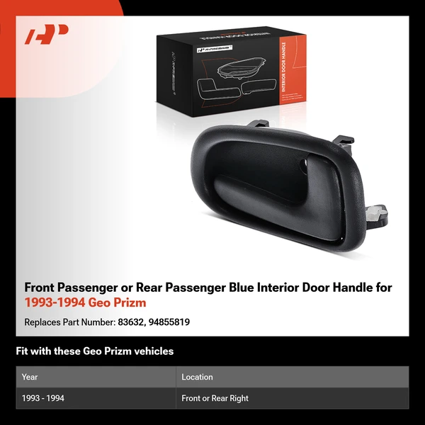 Front Passenger or Rear Passenger Blue Interior Door Handle for 1993-1994 Geo Prizm