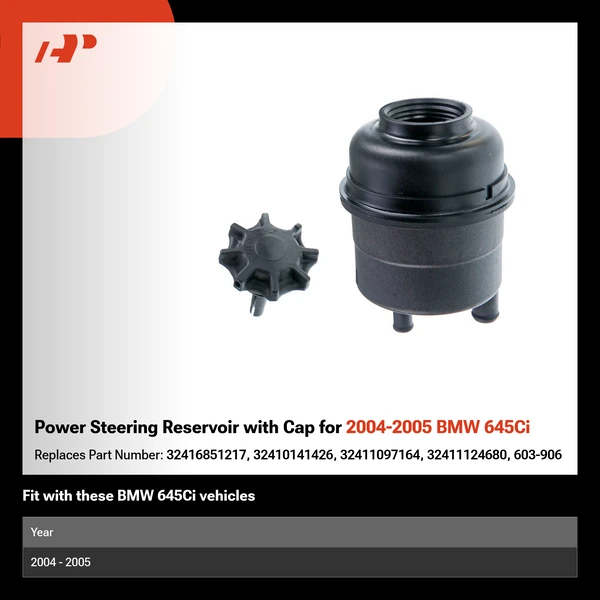Power Steering Reservoir with Cap for 2004-2005 BMW 645Ci