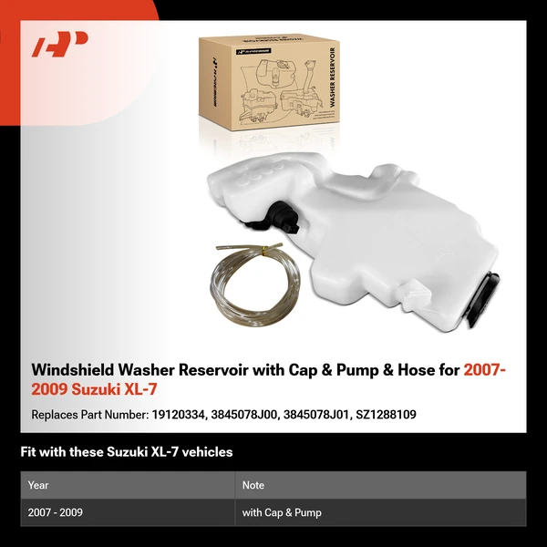 Windshield Washer Reservoir with Cap & Pump & Hose for 2007-2009 Suzuki XL-7