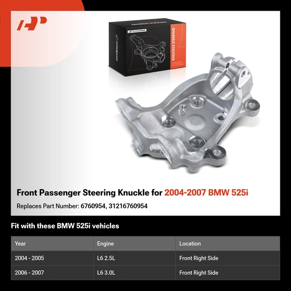 Front Passenger Steering Knuckle for 2004-2007 BMW 525i