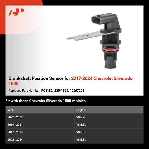 Crankshaft Position Sensor for 2017-2024 Chevrolet Silverado 1500