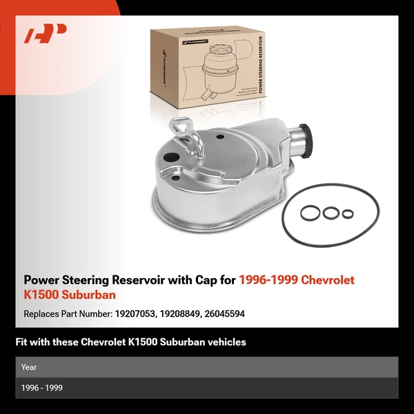 Power Steering Reservoir with Cap for 1996-1999 Chevrolet K1500 Suburban
