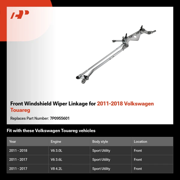 Front Windshield Wiper Linkage for 2011-2018 Volkswagen Touareg