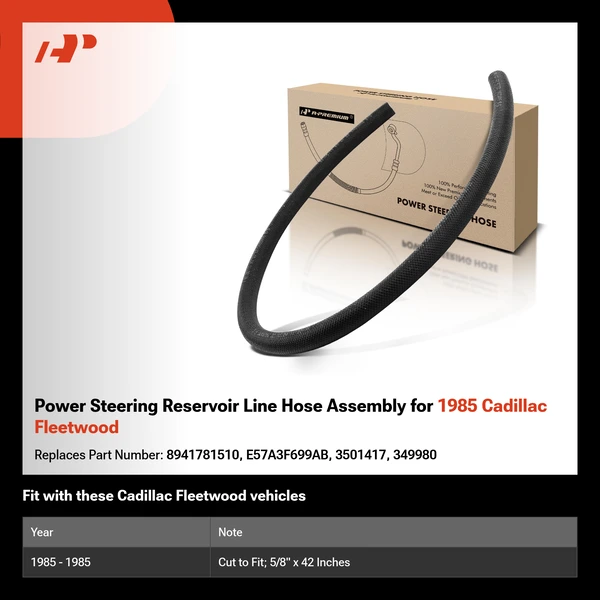 Power Steering Reservoir Line Hose Assembly for 1985 Cadillac Fleetwood