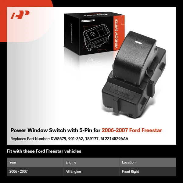 Power Window Switch with 5-Pin for 2006-2007 Ford Freestar