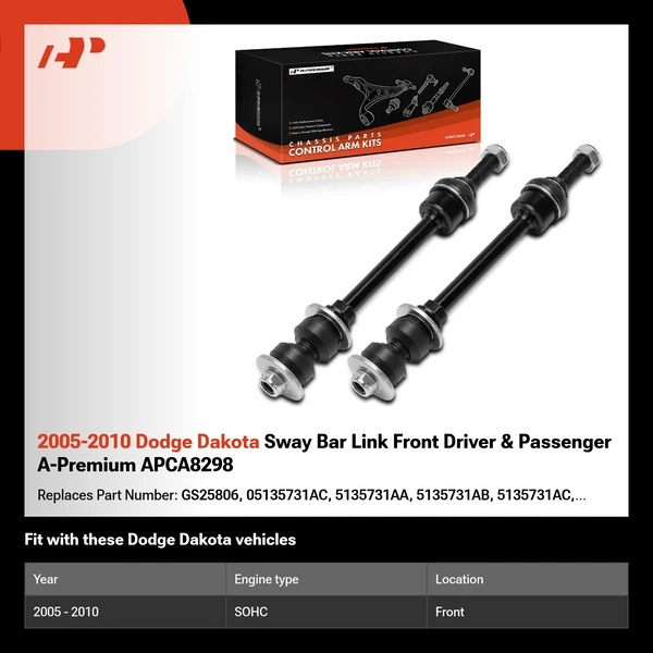 2005-2010 Dodge Dakota Sway Bar Link Front Driver & Passenger A-Premium APCA8298