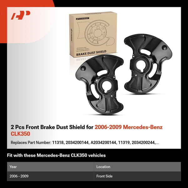 2 Pcs Front Brake Dust Shield for 2006-2009 Mercedes-Benz CLK350