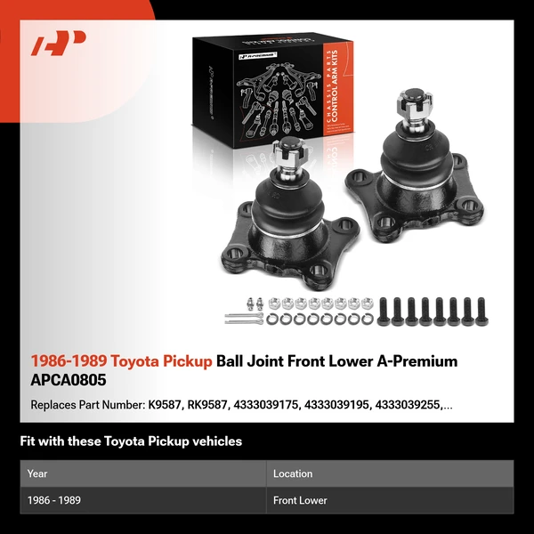 1986-1989 Toyota Pickup Ball Joint Front Lower A-Premium APCA0805