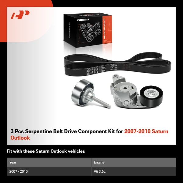 3 Pcs Serpentine Belt Drive Component Kit for 2007-2010 Saturn Outlook